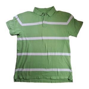 2010s Gap Men’s Striped Polo Sz XL Green White Shirt Short Sleeve Y2K Preppy